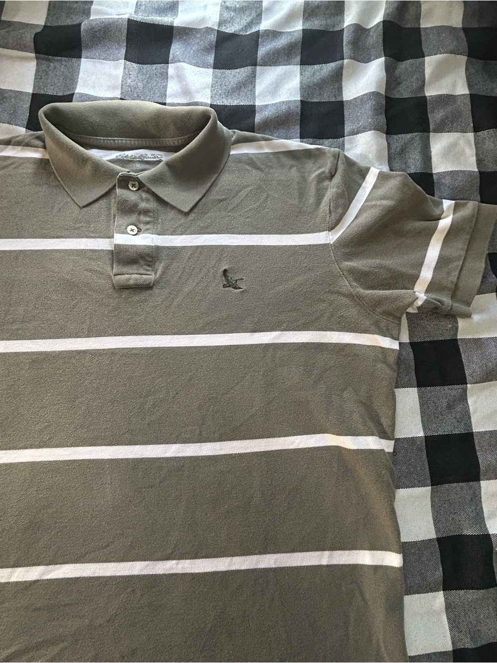 Eddie Bauer Olive Green Polo with White Stripes - Men